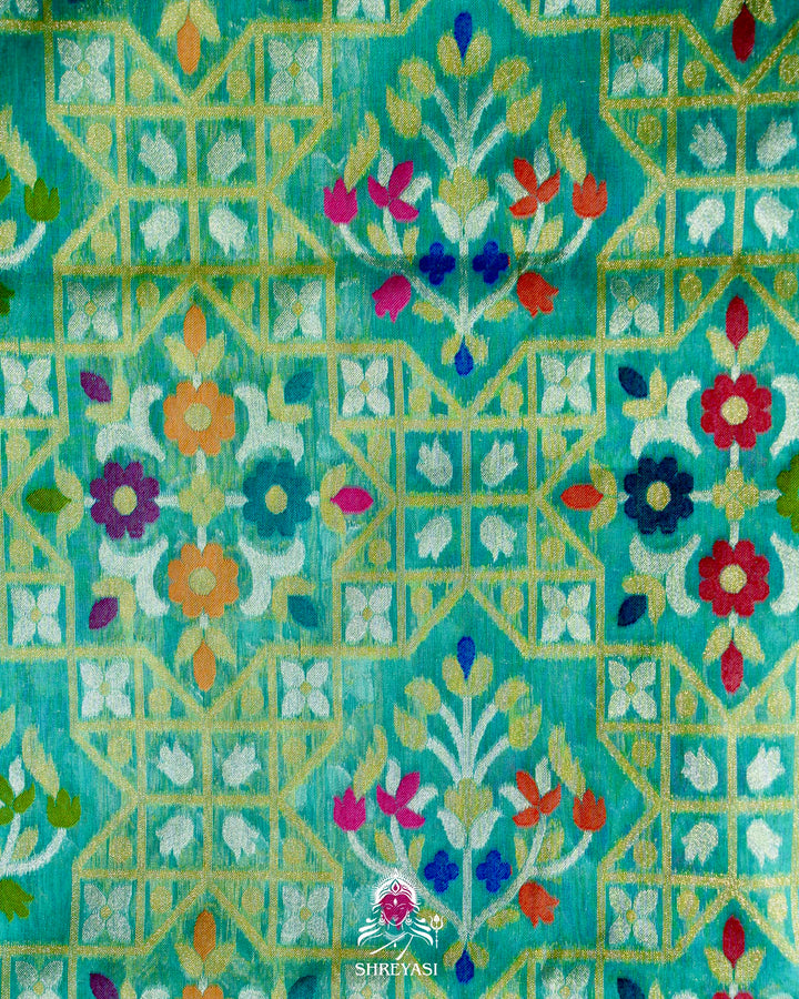 Handloom Banarasi Cotton Jamdani Saree with Contrast Border