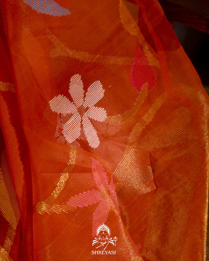 Muslin Jamdani Saree with Full Jaal Needle Weaving