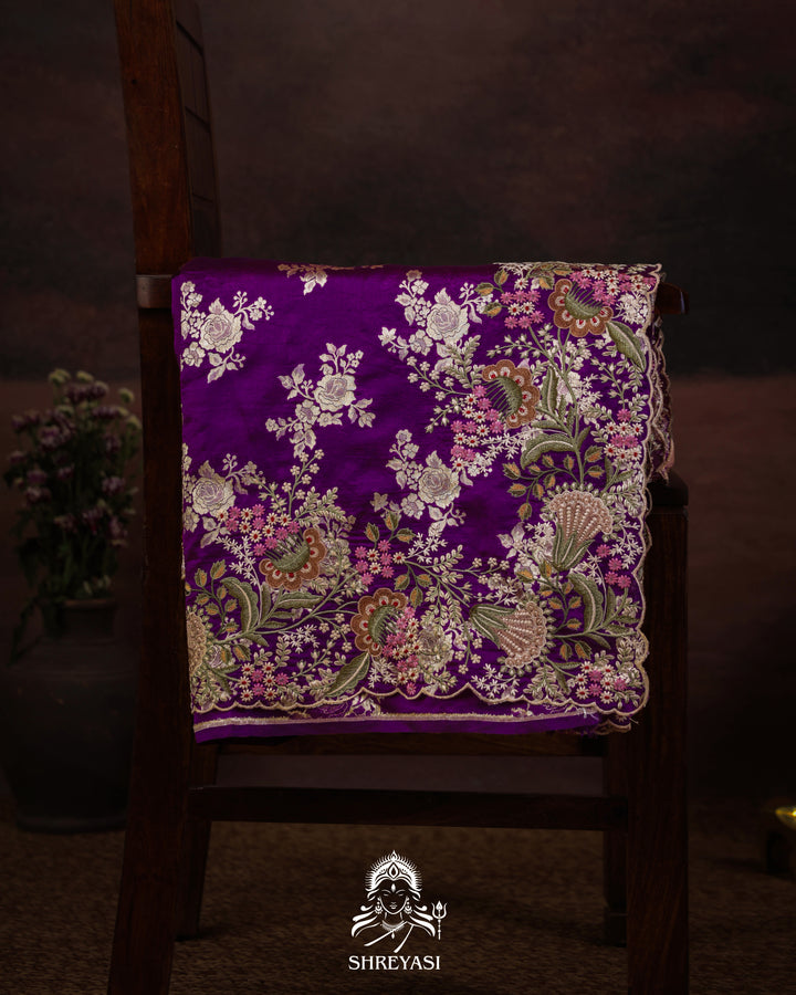 Handloom Banarasi Katan Silk Saree with Resham Embroidered Borders