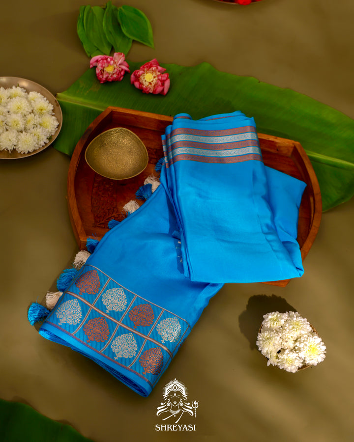 Mysore Silk Saree with Embroidered Floral Silk Blouse