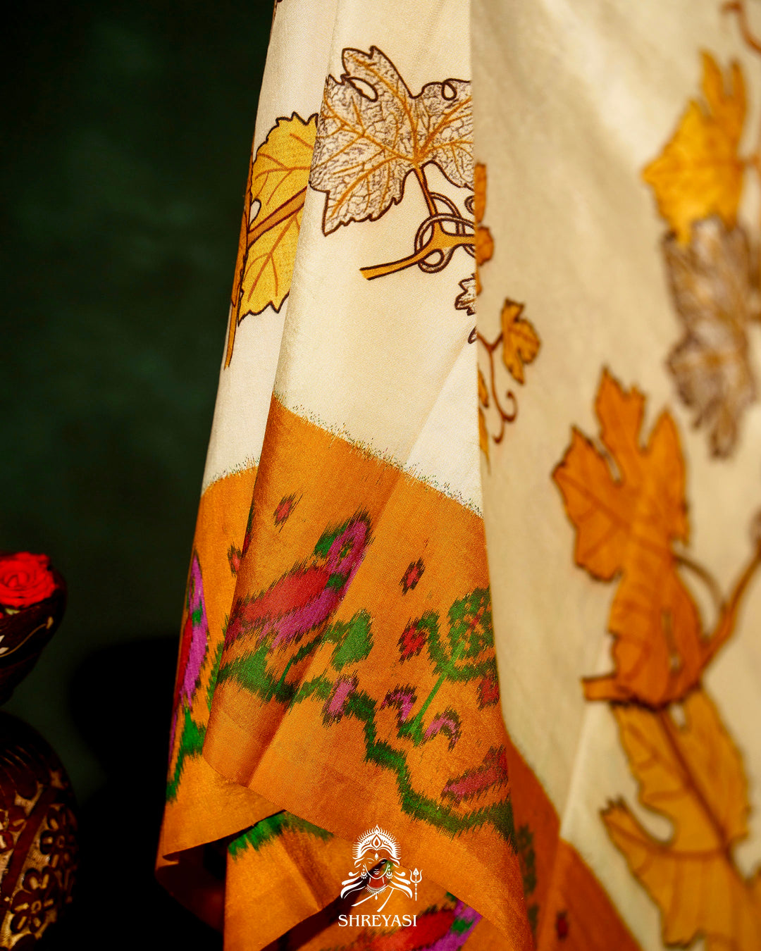 Handloom Pure Pochampally Ikkat Silk Saree with Digital Print