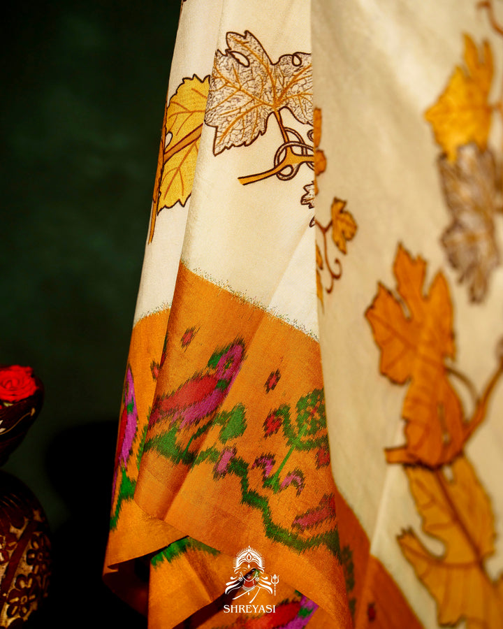 Handloom Pure Pochampally Ikkat Silk Saree with Digital Print