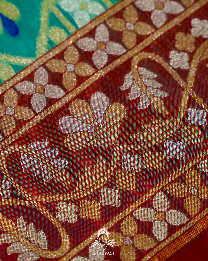 Handloom Banarasi Cotton Jamdani Saree with Contrast Border