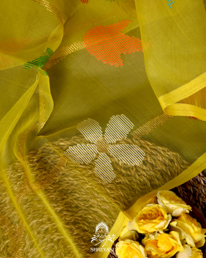 Handloom Pure Muslin Jamdani Saree in Full Jaal Needle Weaving