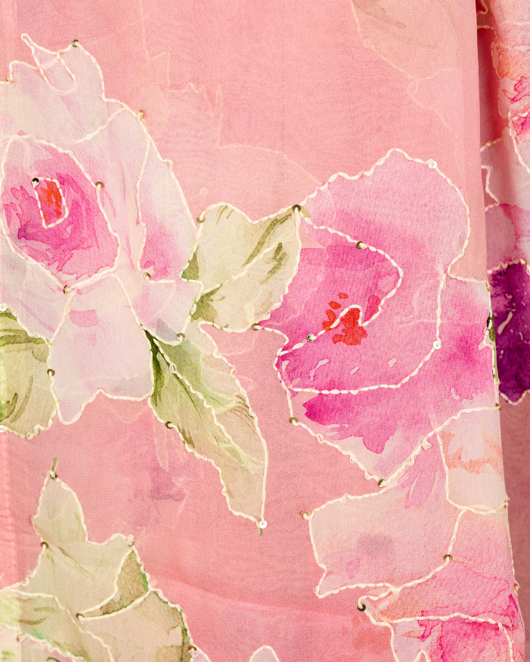 Pure Georgette Floral Saree with Thread Embroidery and Micro Sequins