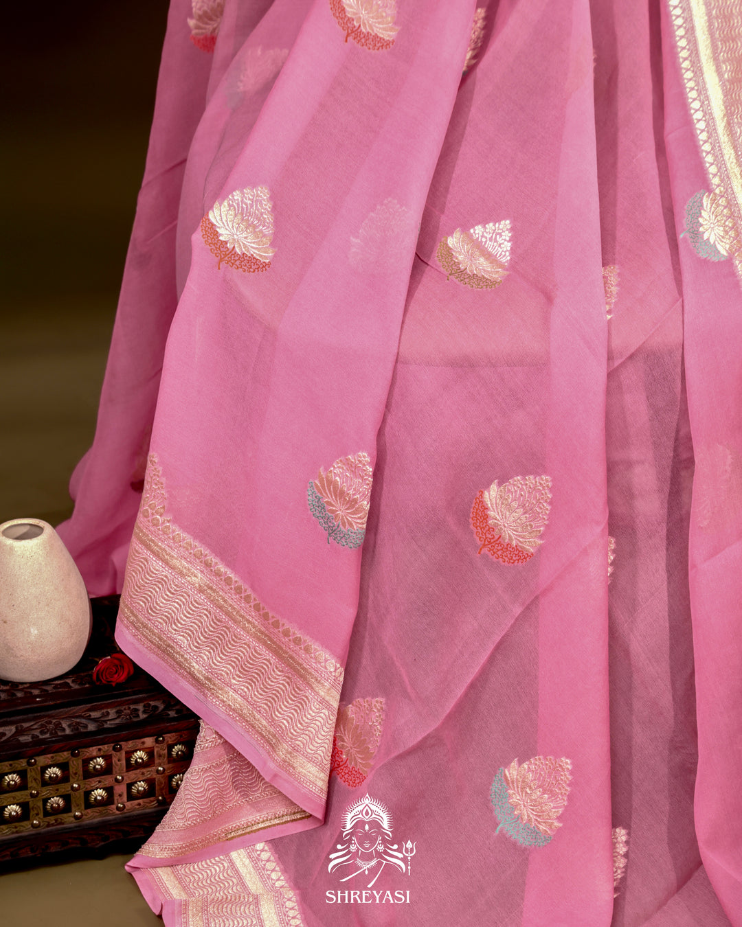 Banarasi Chiffon Khaddi Georgette Saree with Meenakari Weaving