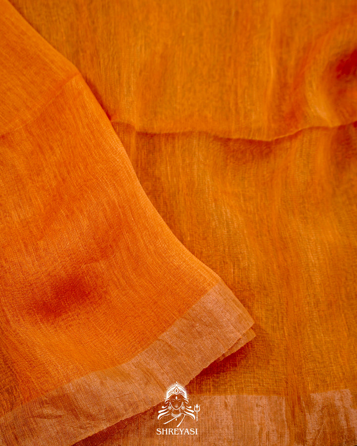 Handloom Silk Linen Jamdani Saree with Tissue Paithani Pallu