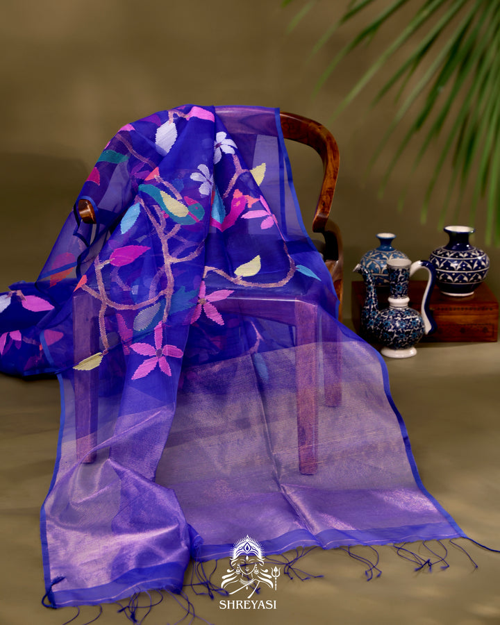 Muslin Jamdani Saree with Full Jaal Needle Weaving