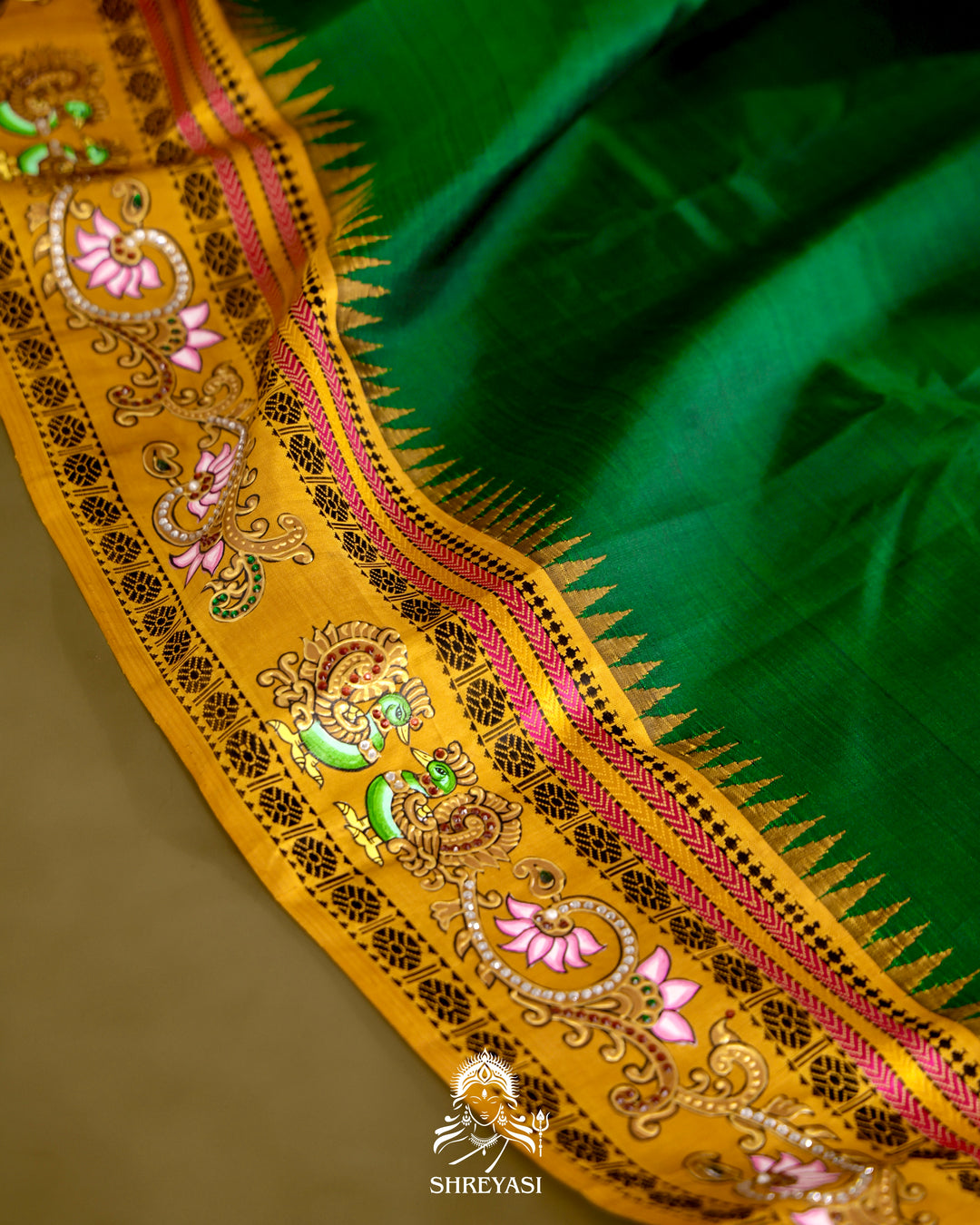 Kanjivaram Silk Saree with Tanjore Artwork