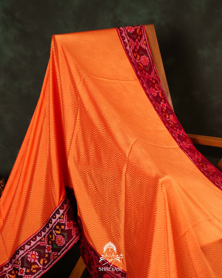 Pure Mysore Silk Saree with Handloom Rajkot Patola Borders