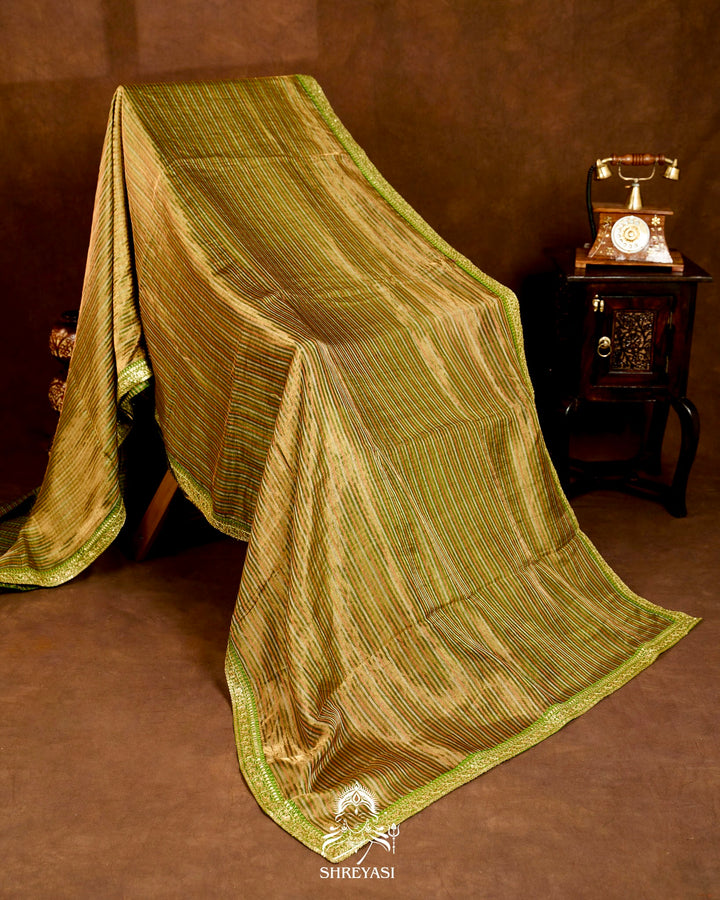 Banarasi Tissue Silk Saree with Embroidered Borders & Petit Point Embroidered Velvet Blouse