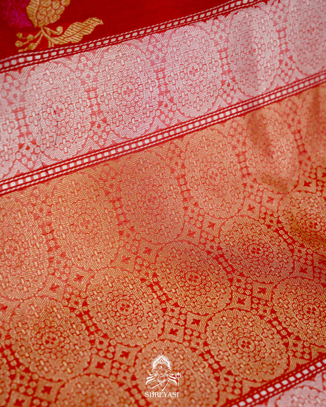 Handloom Pure Banarasi Ektara Kora Silk Saree with Kadiyal Border