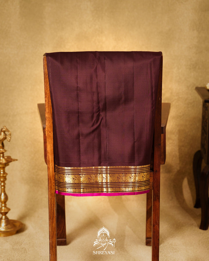 Vintage Style Kanjivaram Silk Saree with Kattam Checks & Small Borders