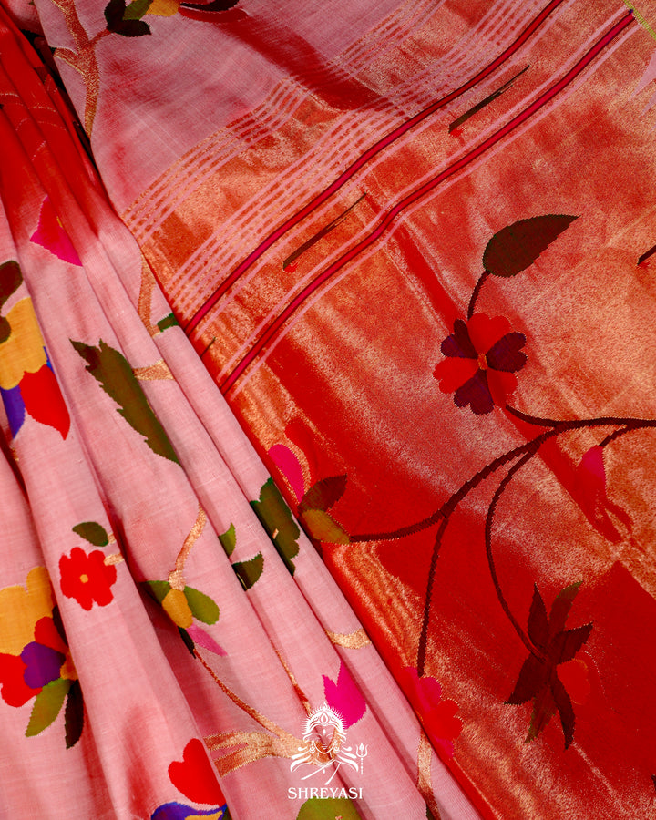 All-Over Paithani Silk Saree with Zari Pallu