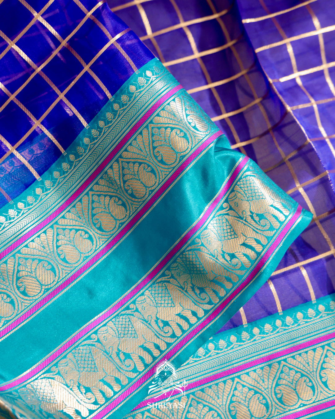 Banarasi Kora Silk Saree with Katan Kadiyal Border in Kadhwa Weaving