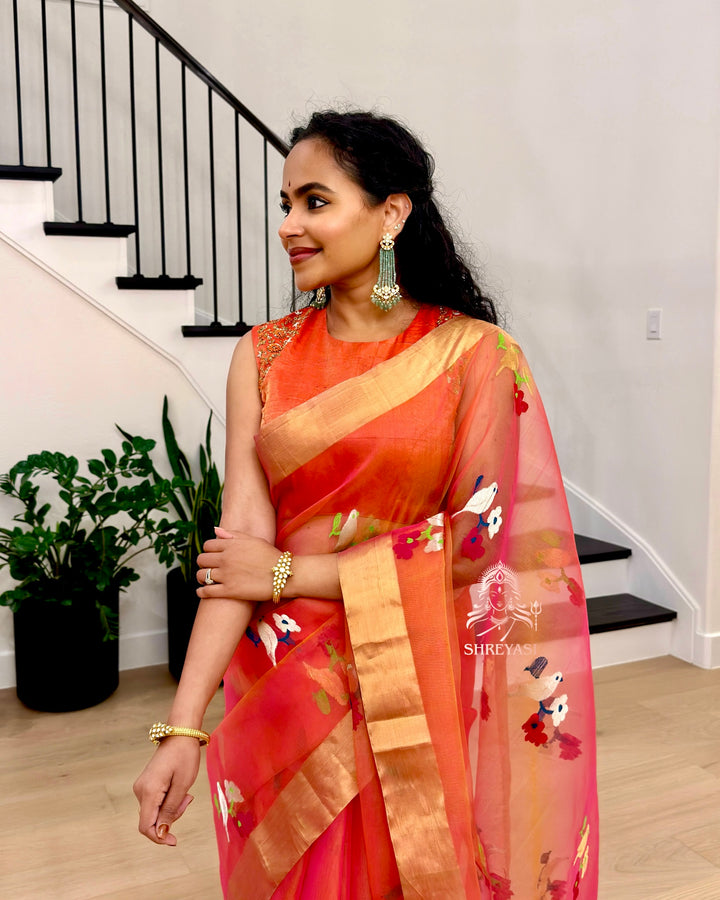 Chanderi Katan Silk Saree