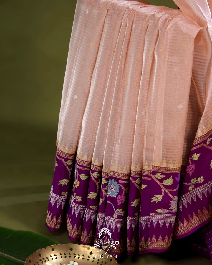 Banarasi Ektara Tissue Silk Saree with Ektara Silk Jamdani Border and Pallu
