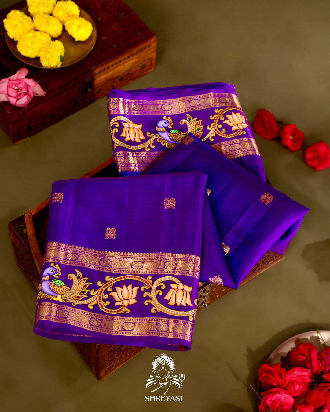 Kanjivaram Silk Saree with Tanjore Artwork
