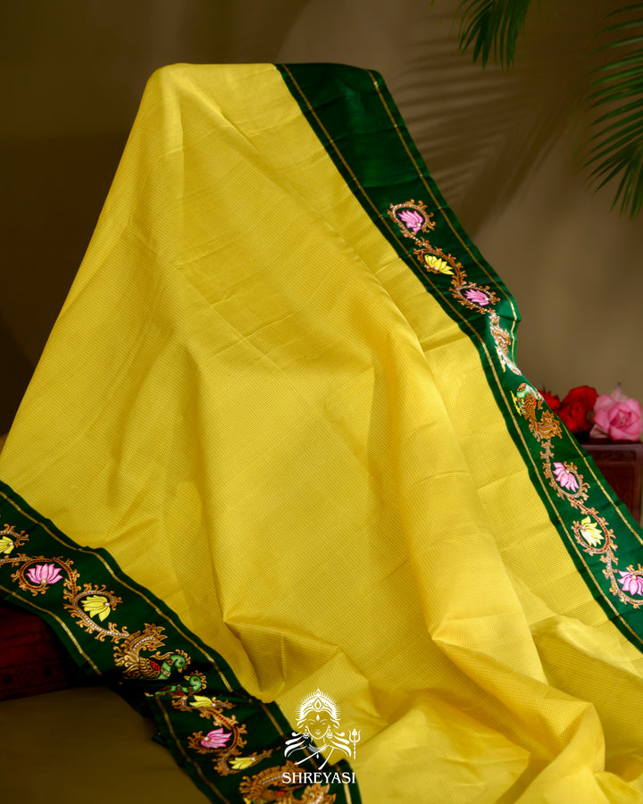 Kanjivaram Silk Saree with Real Zari and Tanjore Artwork