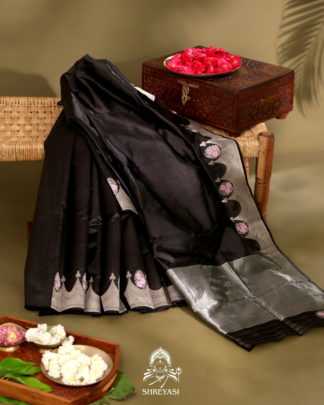 Chanderi Silk Saree with Silver Zari