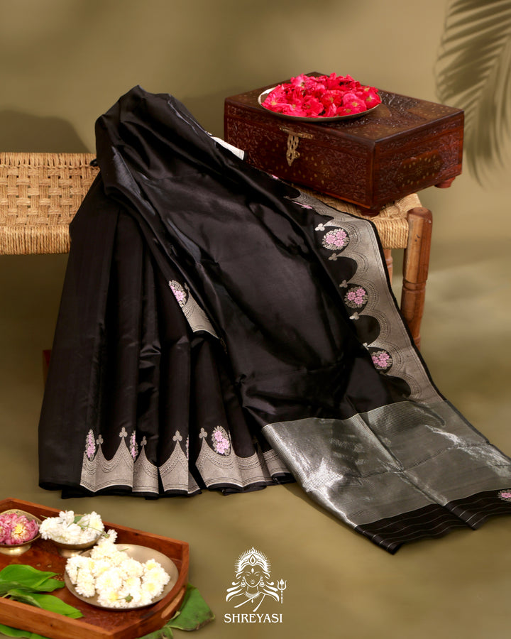 Chanderi Silk Saree with Silver Zari