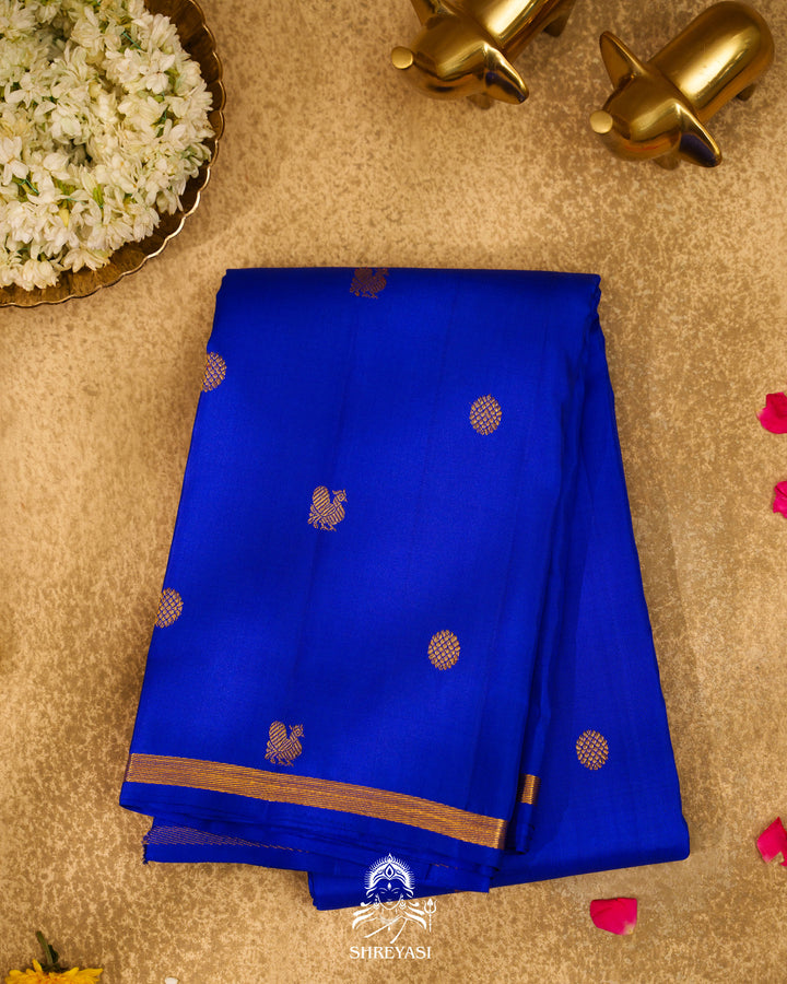 Royal Blue Handloom Pure Kanjivaram Silk Saree