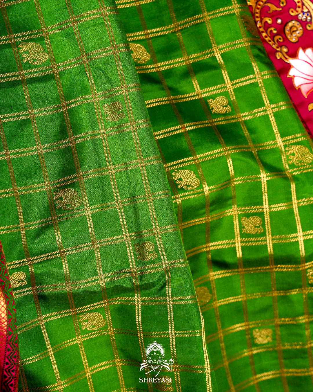 Handloom Pure Kanjivaram Silk Sarees with Real Zari and Hand Painted Tanjore Art
