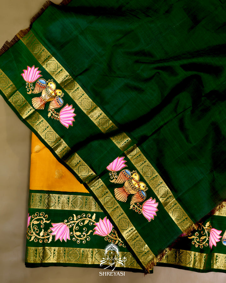 Kanjivaram Silk Saree with Tanjore Artwork