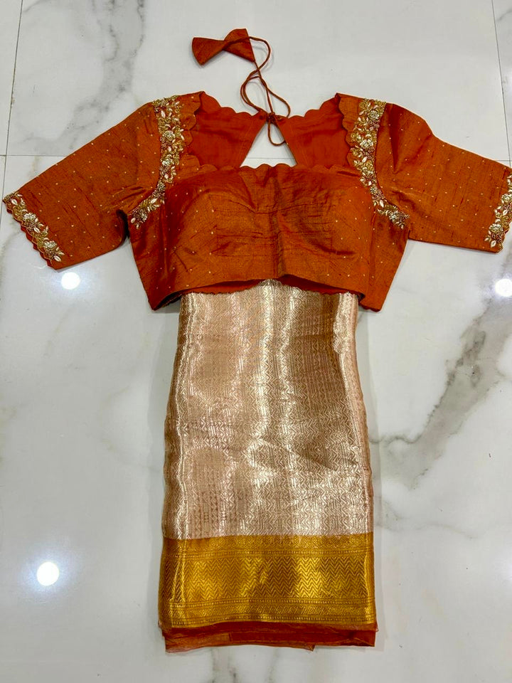 Handloom Pure Banarasi Tissue Brocade Silk Saree