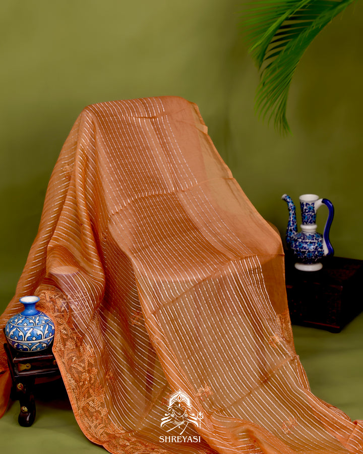 Pure Organza Silk Saree with Hand Embroidered Chikankari