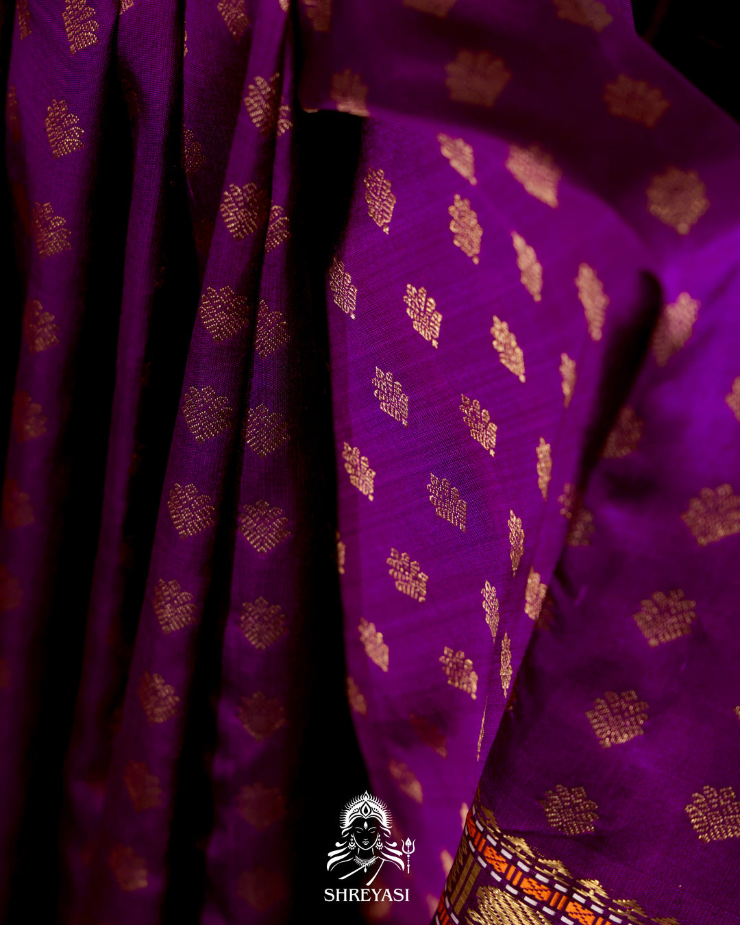Handloom Pure Kanjivaram Silk Saree in Real Zari with Tanjore Madhura Meenakshi, Mayil and Kamalam Artwork