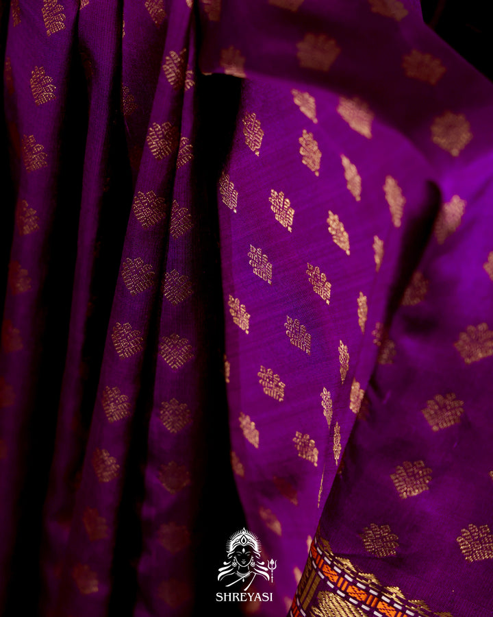 Handloom Pure Kanjivaram Silk Saree in Real Zari with Tanjore Madhura Meenakshi, Mayil and Kamalam Artwork