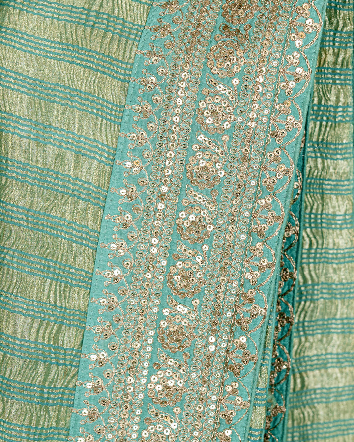 Pure Georgette Silk Saree with Heavy Embroidered Borders and Blouse