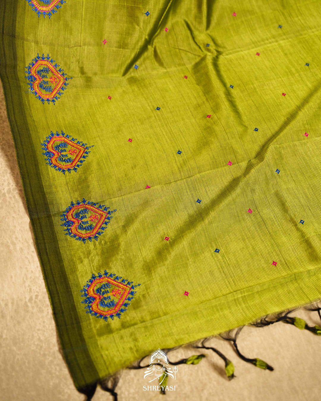 Handloom Pure Mangalagiri Silk Sarees with Mirror Work & Embroidery | Pen Kalamkari Blouse