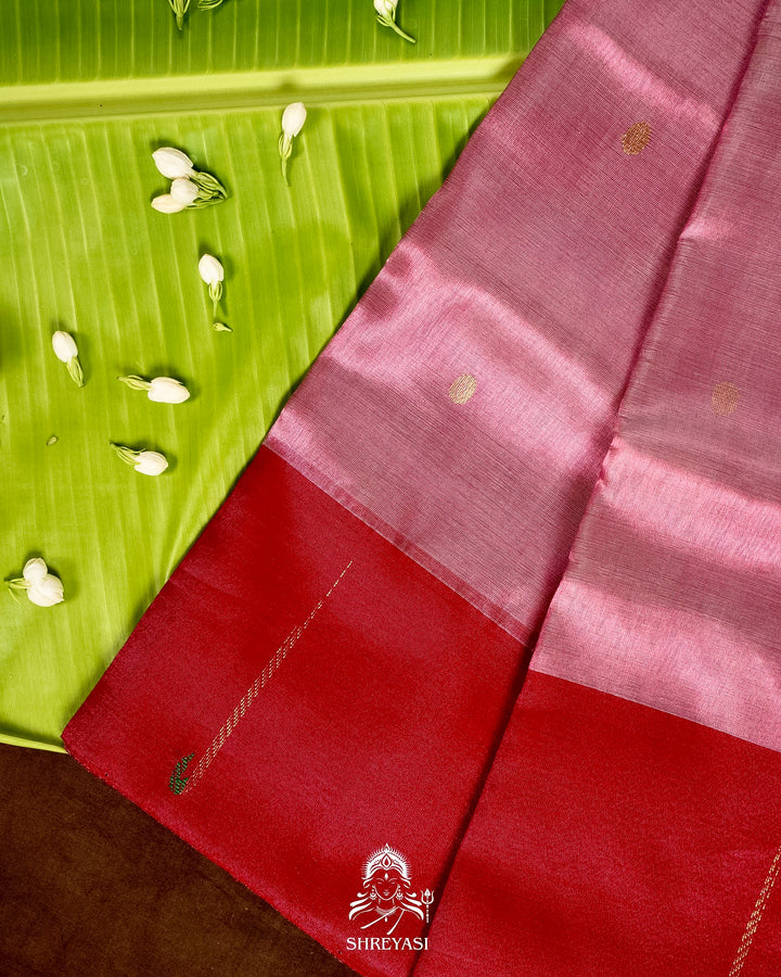 Handloom Pure Chanderi Tissue Silk Saree with Paithani Muniya Border