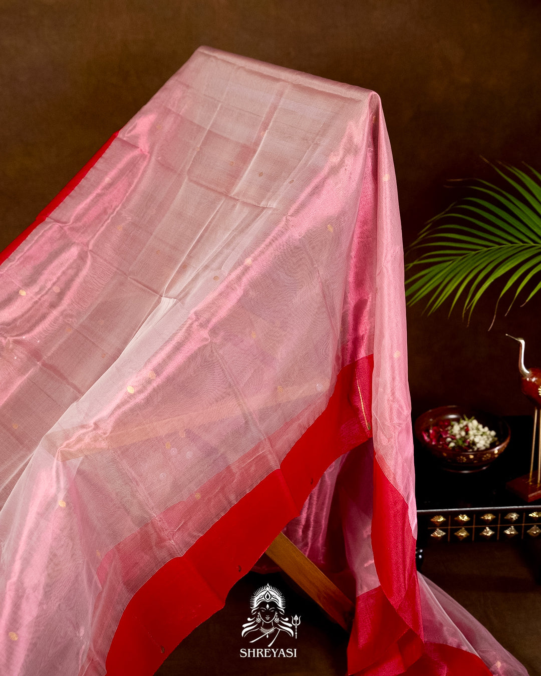 Handloom Pure Chanderi Tissue Silk Saree with Paithani Muniya Border