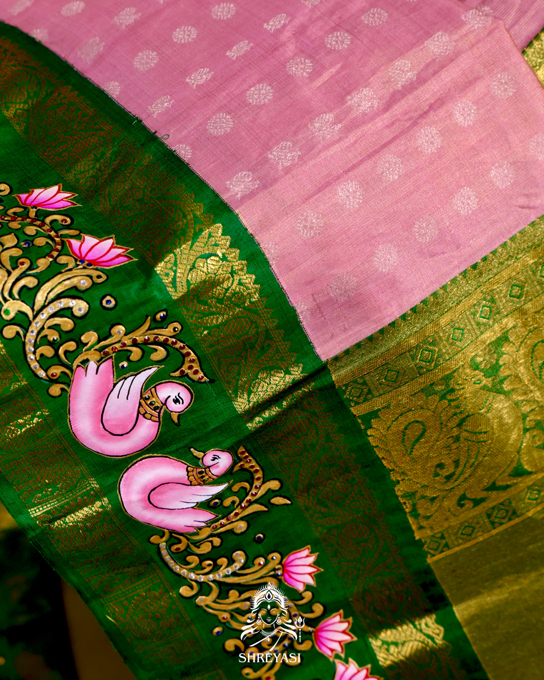 Kanjivaram Silk Saree with Real Zari and Tanjore Artwork