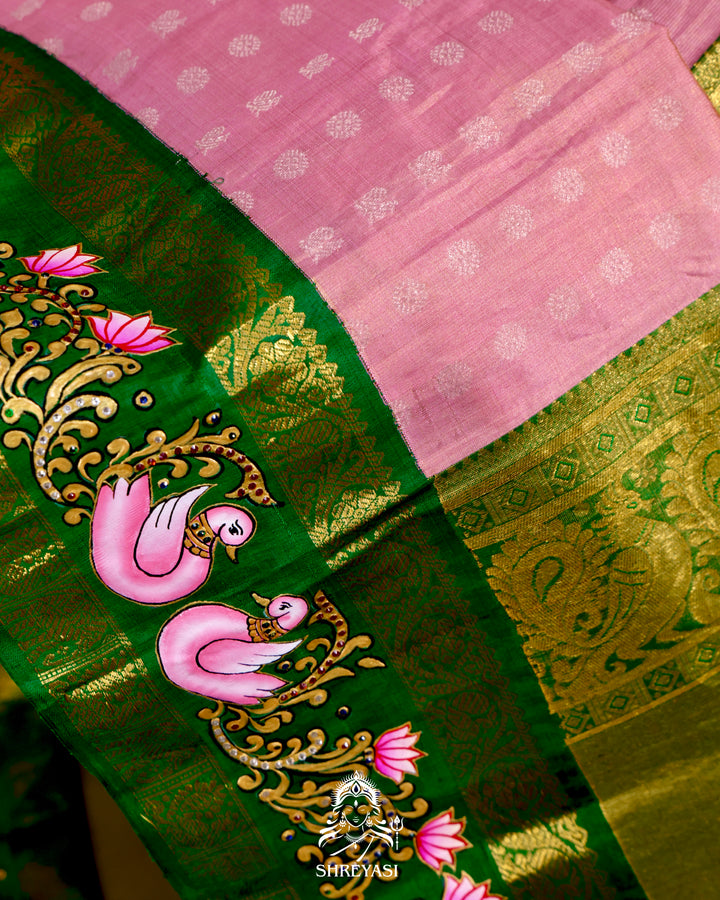Kanjivaram Silk Saree with Real Zari and Tanjore Artwork