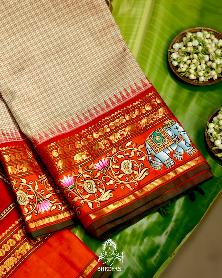 Kanjivaram Silk Saree with Tanjore Artwork