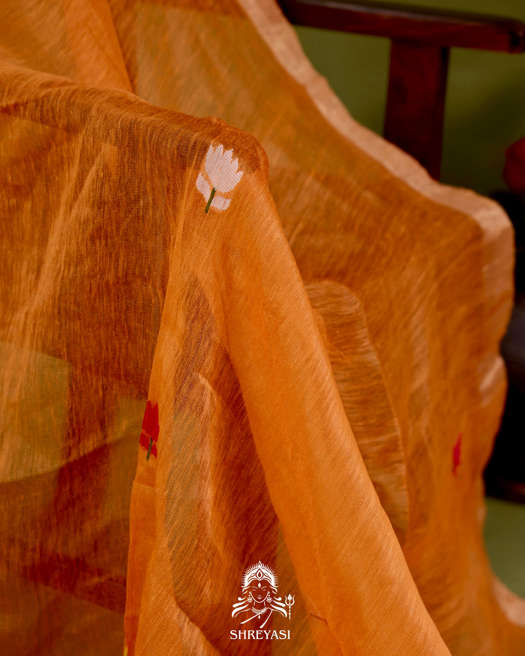 Handloom Silk Linen Jamdani Saree with Tissue Paithani Pallu