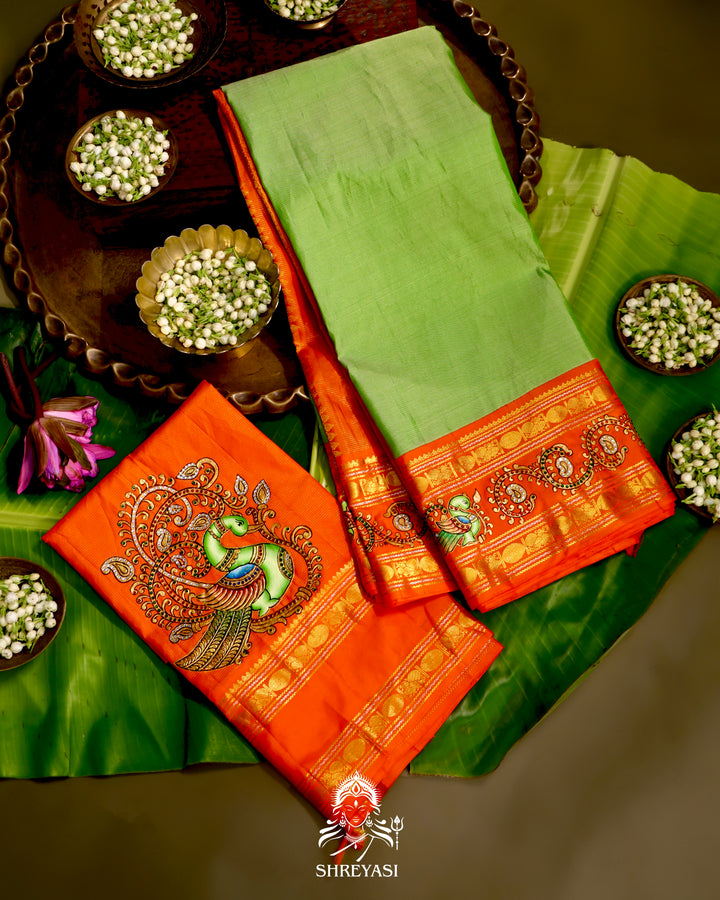 Kanjivaram Silk Saree with Tanjore Artwork