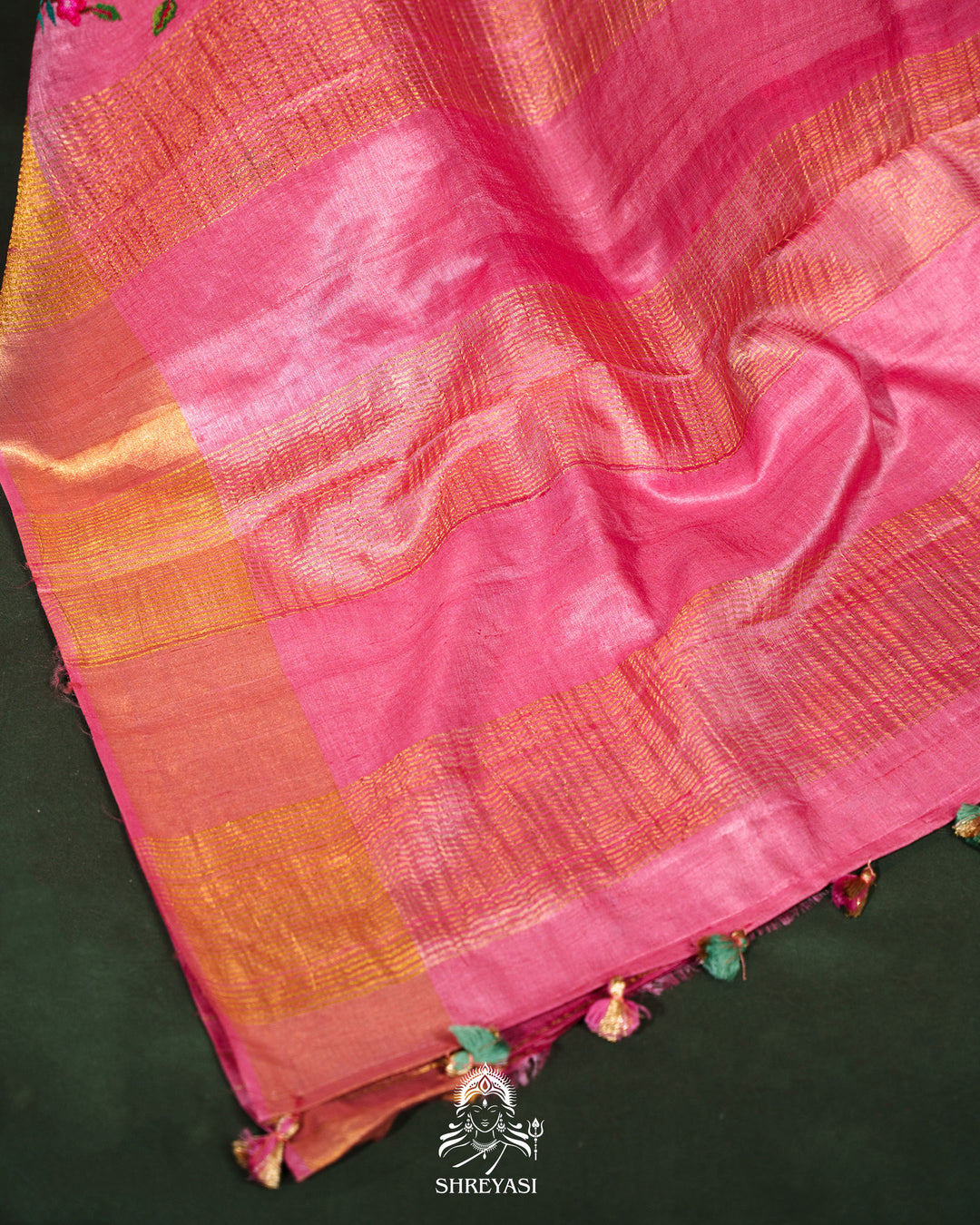 Handloom Pure Desi Tussar Silk Saree with Petit Point Embroidery