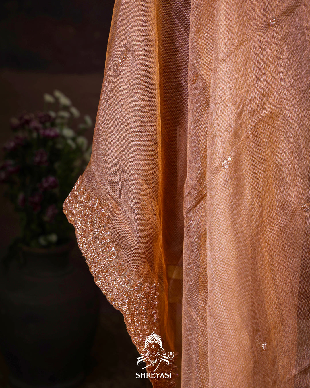Handloom Pure Tissue Kota Saree with Hand Embroidered Borders
