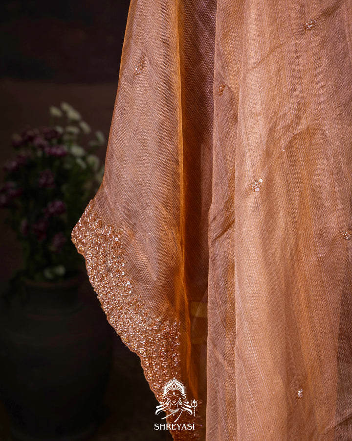 Handloom Pure Tissue Kota Saree with Hand Embroidered Borders