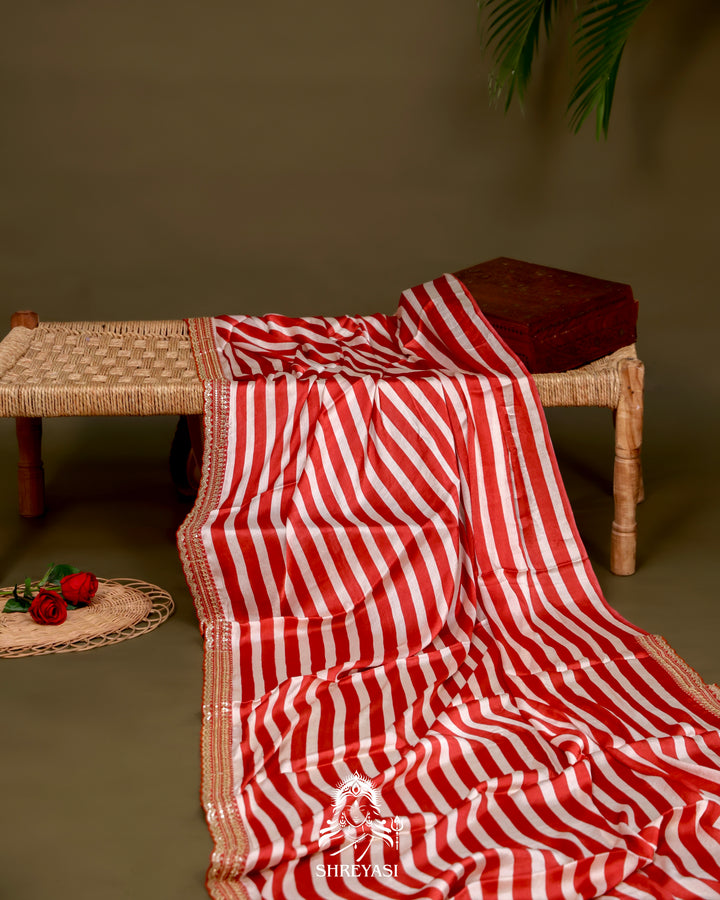 Chiffon Georgette Saree with Embroidered Borders and Designer Blouse