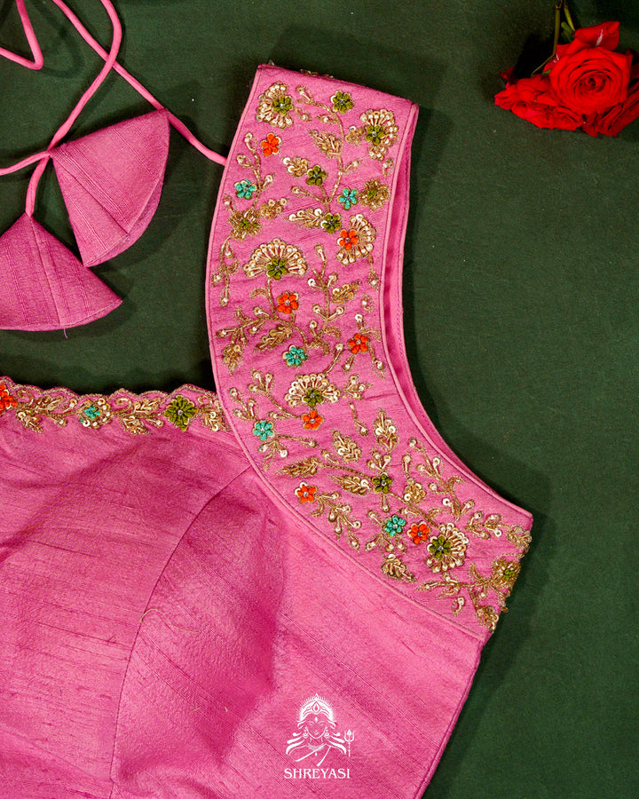 Banarasi Chiffon Khaddi Georgette Saree with Meenakari Weaving & Hand Embroidered Blouse