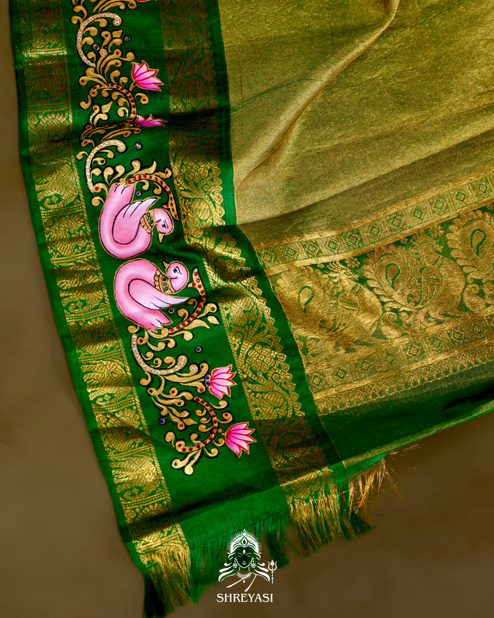 Kanjivaram Silk Saree with Real Zari and Tanjore Artwork