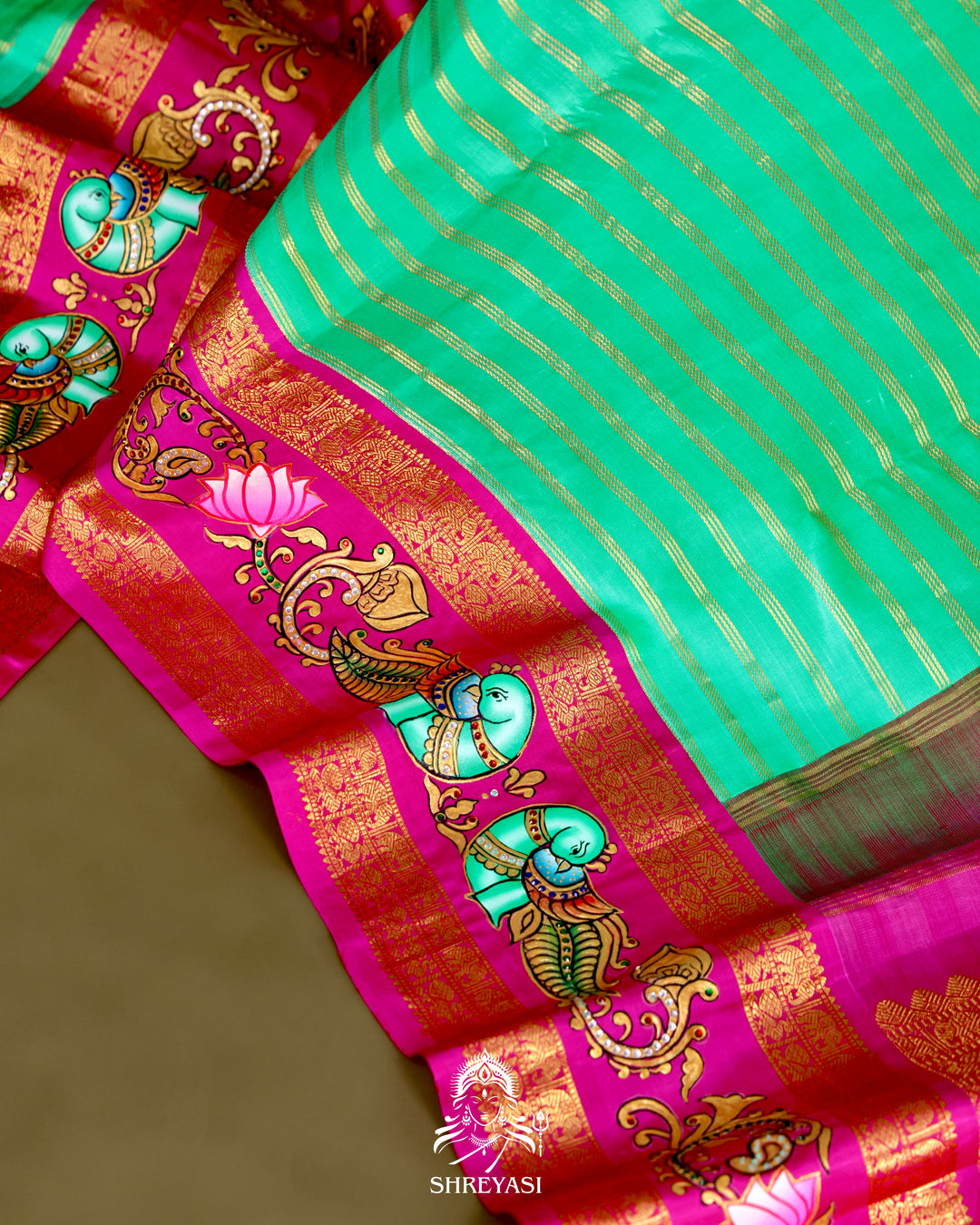 Kanjivaram Silk Saree with Tanjore Artwork