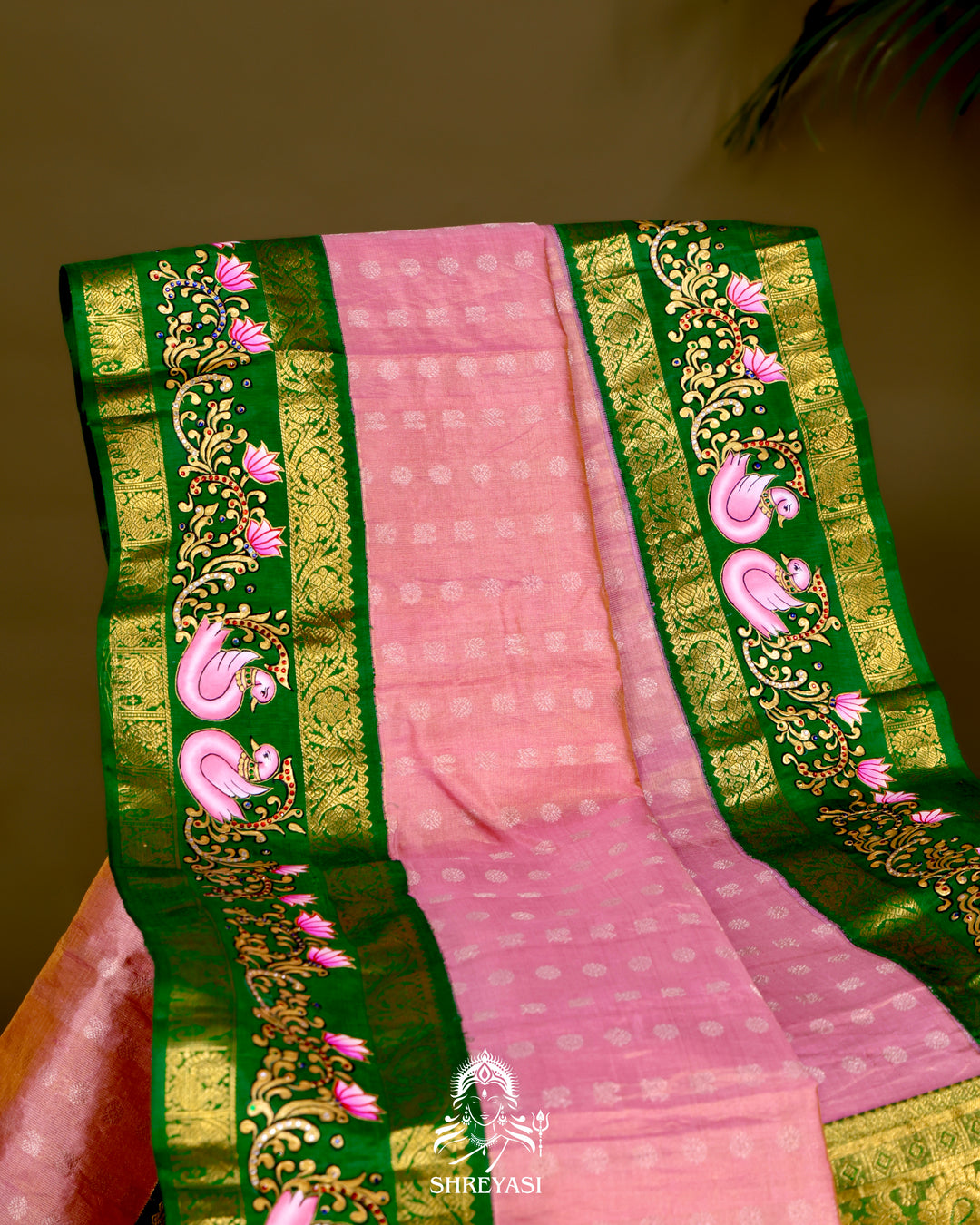 Kanjivaram Silk Saree with Real Zari and Tanjore Artwork