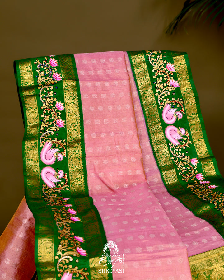 Kanjivaram Silk Saree with Real Zari and Tanjore Artwork